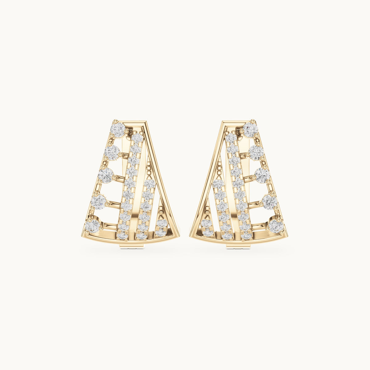 Round lab-grown diamond ladder huggie hoop earrings in yellow gold, 0.488 CT TW, view 4