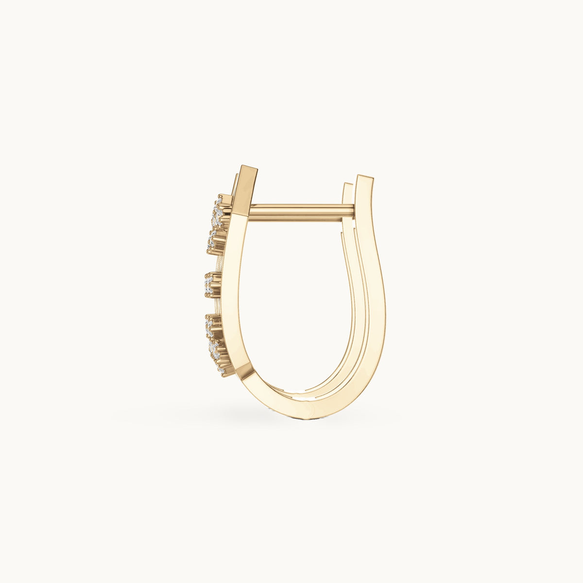 Round lab-grown diamond petal openwork huggie hoop earrings in yellow gold, 0.16 CT TW, view 3