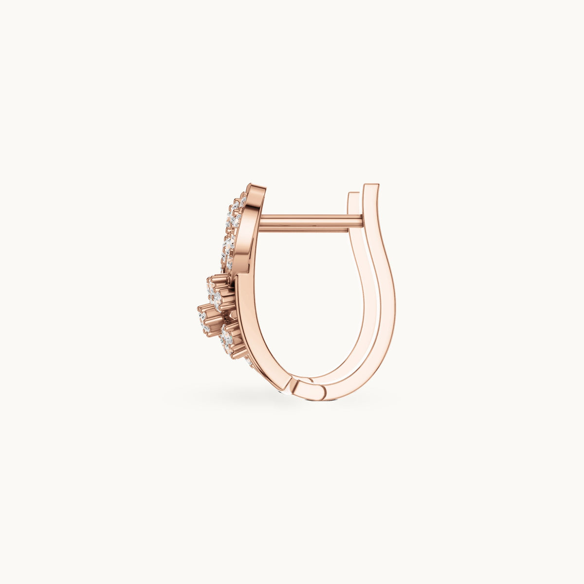 Round lab-grown diamond swirl front huggie hoop earrings in rose gold, 0.414 CT TW, view 3