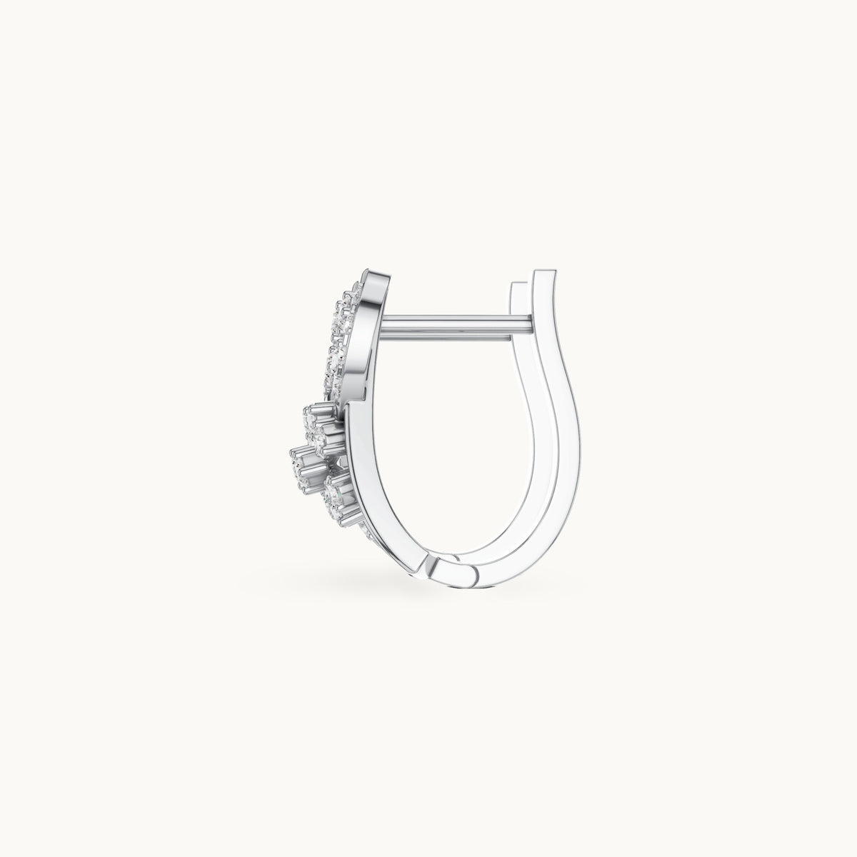 Round lab-grown diamond swirl front huggie hoop earrings in white gold, 0.414 CT TW, view 3
