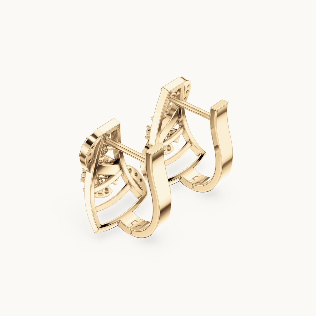 Round lab-grown diamond swirl front huggie hoop earrings in yellow gold, 0.414 CT TW, view 2