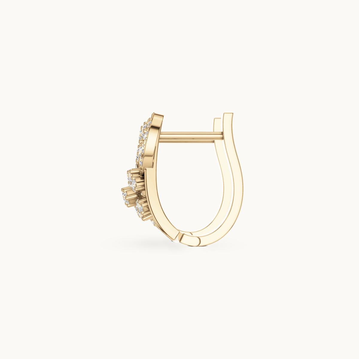 Round lab-grown diamond swirl front huggie hoop earrings in yellow gold, 0.414 CT TW, view 3