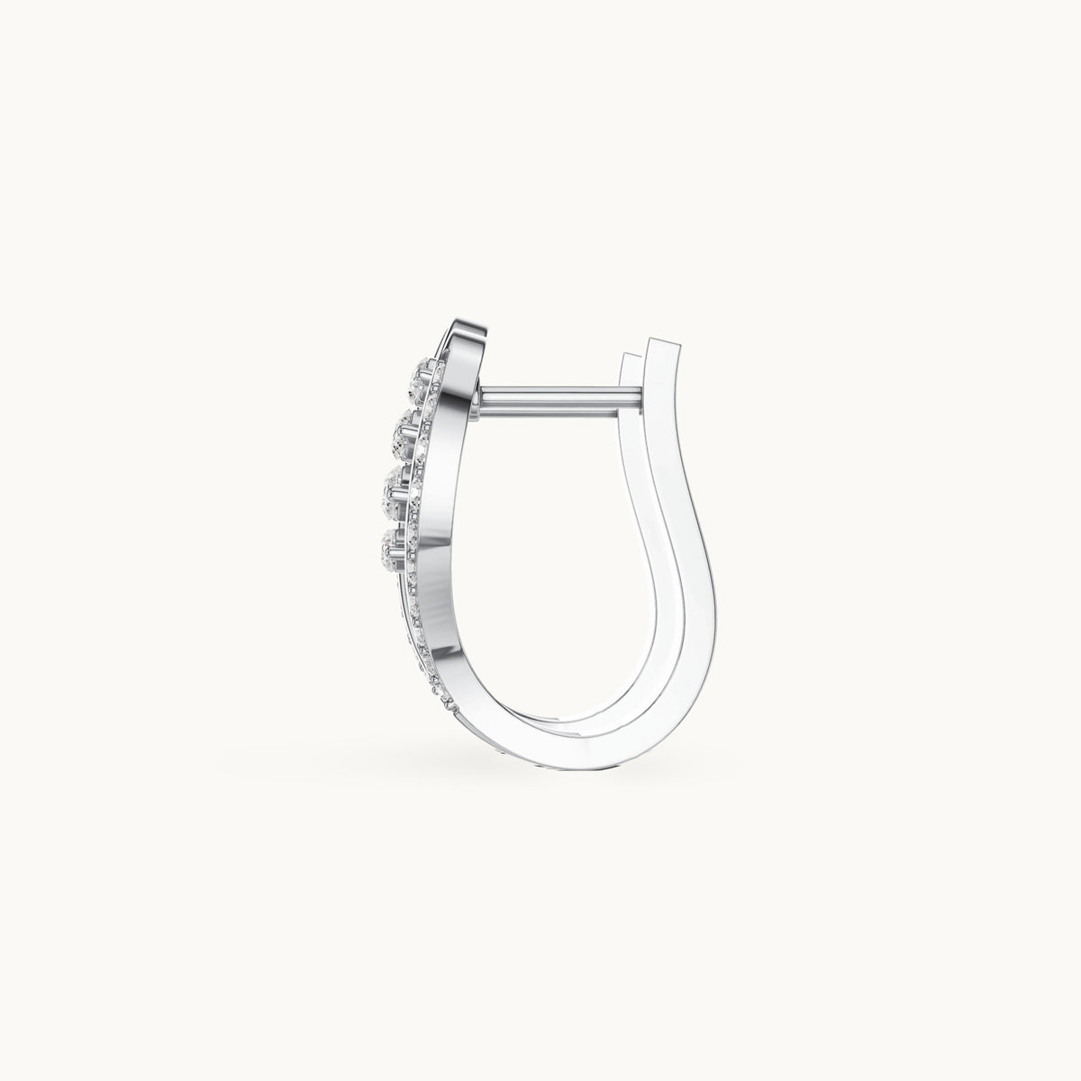Round lab-grown diamond feather huggie hoop earrings in white gold, 0.276 CT TW, view 3
