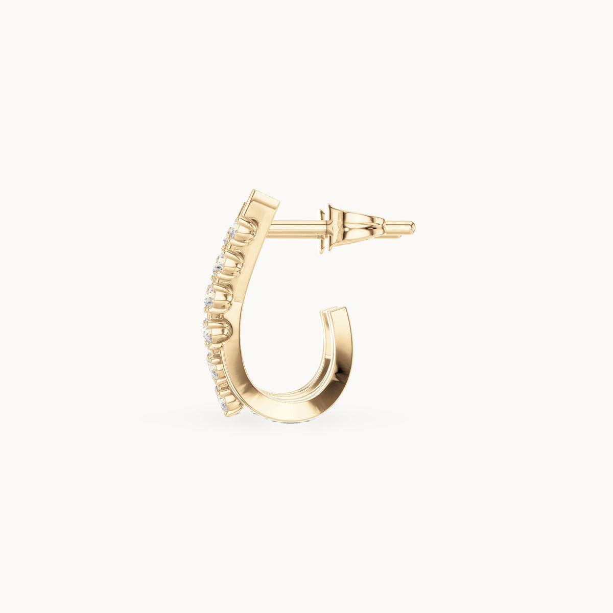 Round lab-grown diamond crisscross huggie hoop earrings in yellow gold, 0.38 CT TW, view 3