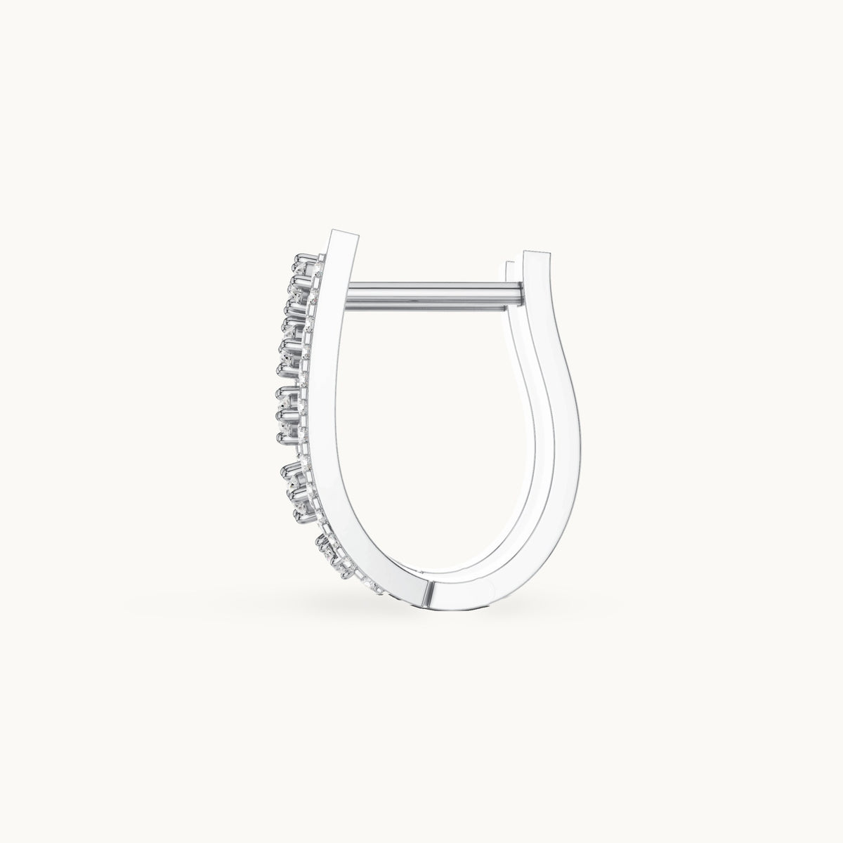 Round lab-grown diamond ladder huggie earrings in white gold, 0.486 CT TW, view 3