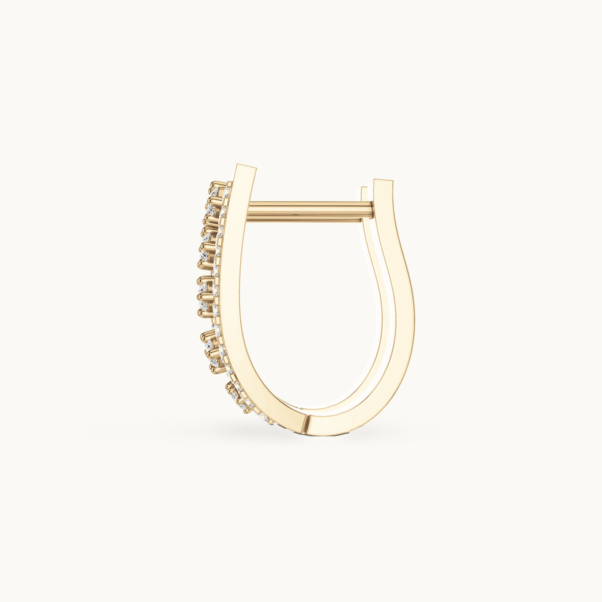 Round lab-grown diamond ladder huggie earrings in yellow gold, 0.486 CT TW, view 3