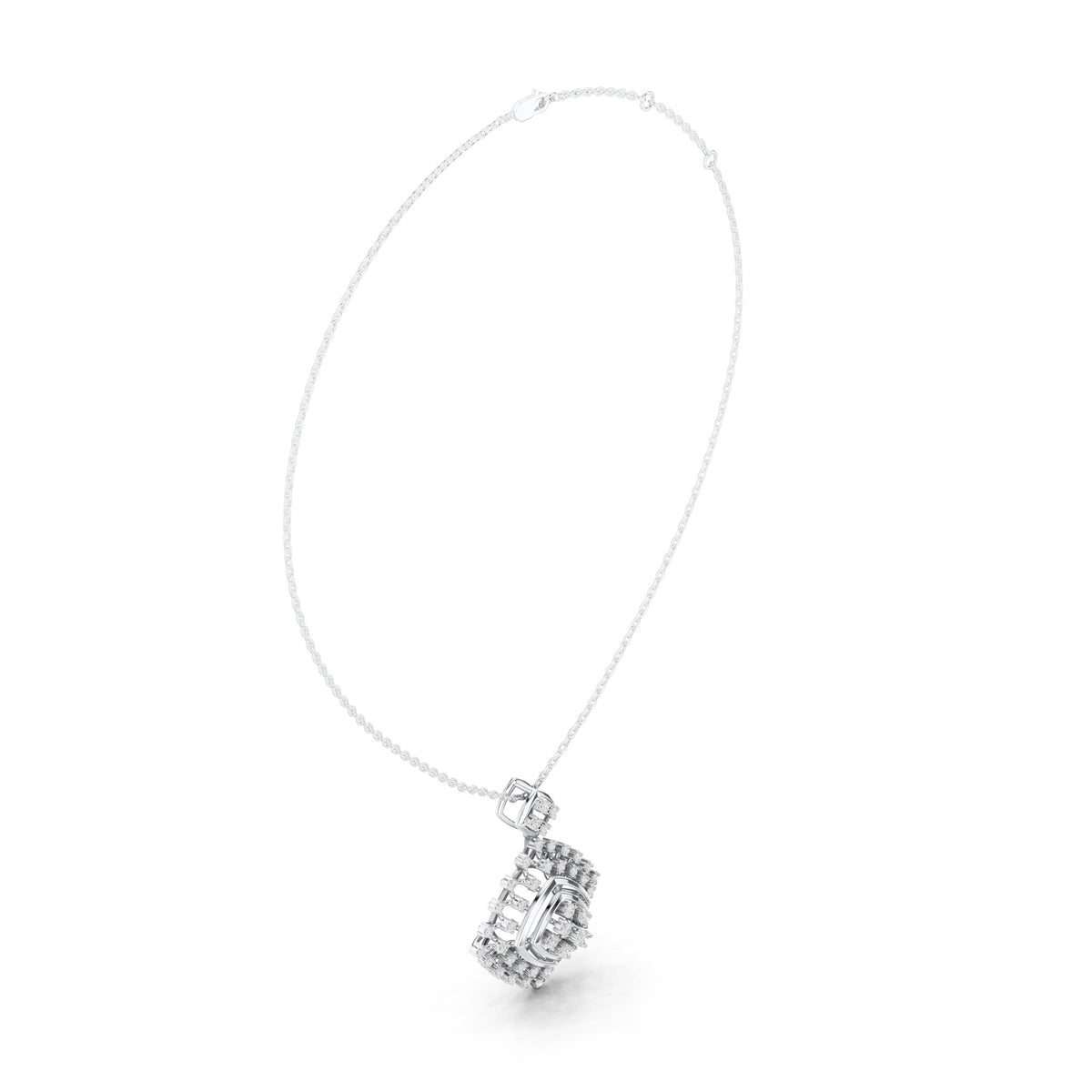 Round lab-grown diamond starburst square pendant in white gold, 1.053 CT TW, view 1