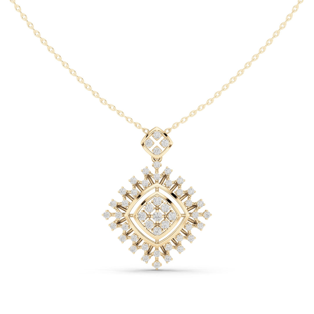 Round lab-grown diamond starburst square pendant in yellow gold, 1.053 CT TW, view 4