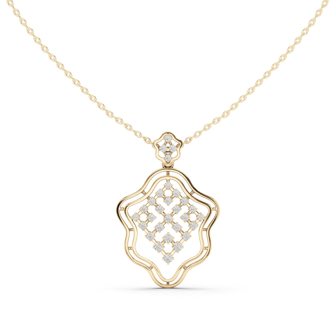 Round lab-grown diamond lattice medallion pendant in yellow gold, 0.451 CT TW, view 4