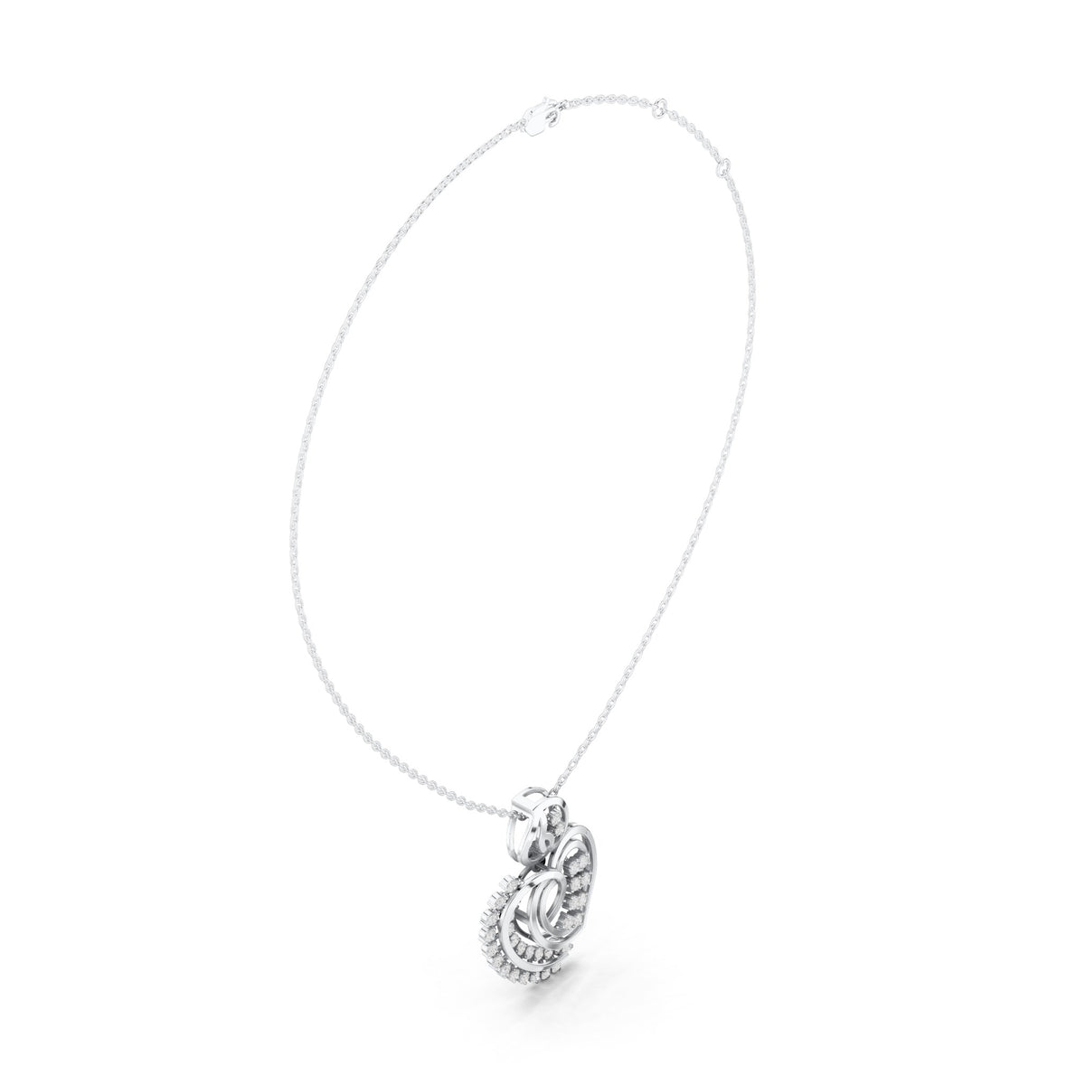 Round lab-grown diamond swirl heart pendant in white gold, 0.805 CT TW, view 1
