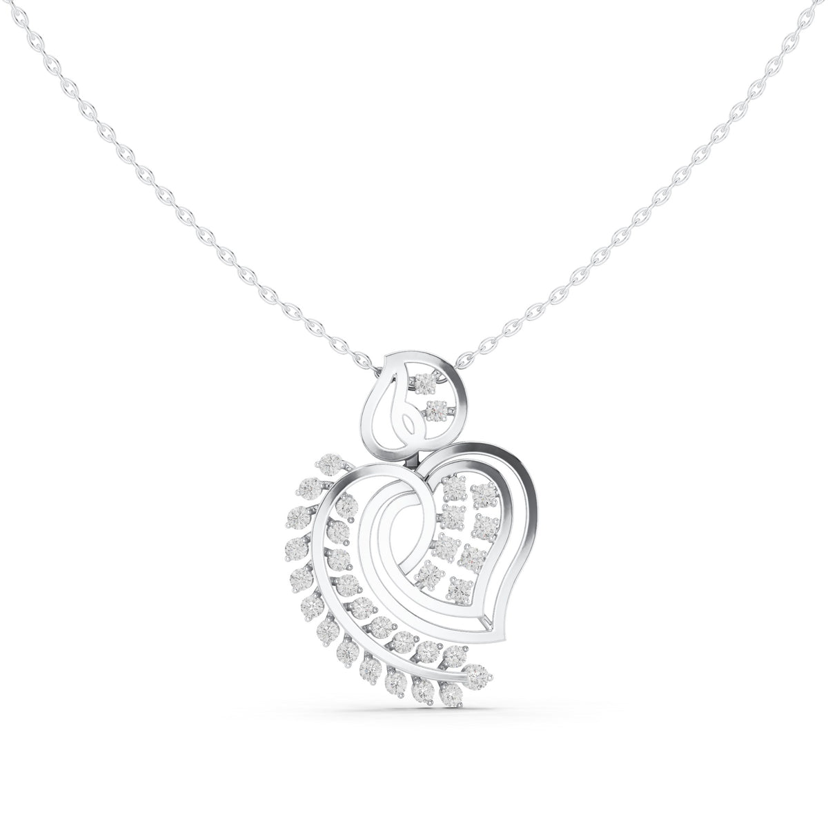 Round lab-grown diamond swirl heart pendant in white gold, 0.805 CT TW, view 2