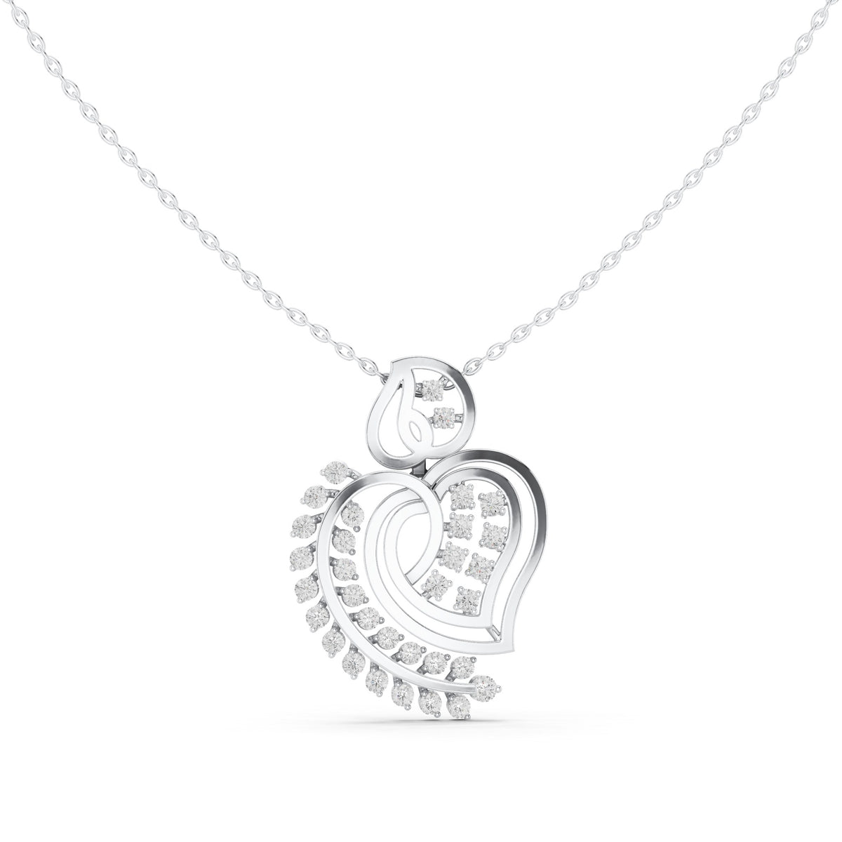 Round lab-grown diamond swirl heart pendant in white gold, 0.805 CT TW, view 4