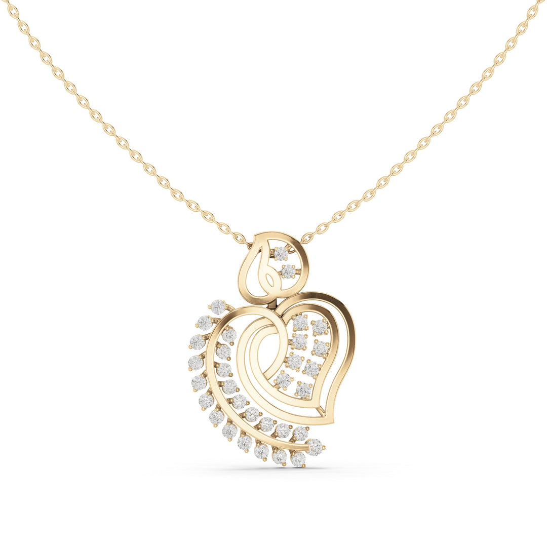 Round lab-grown diamond swirl heart pendant in yellow gold, 0.805 CT TW, view 4