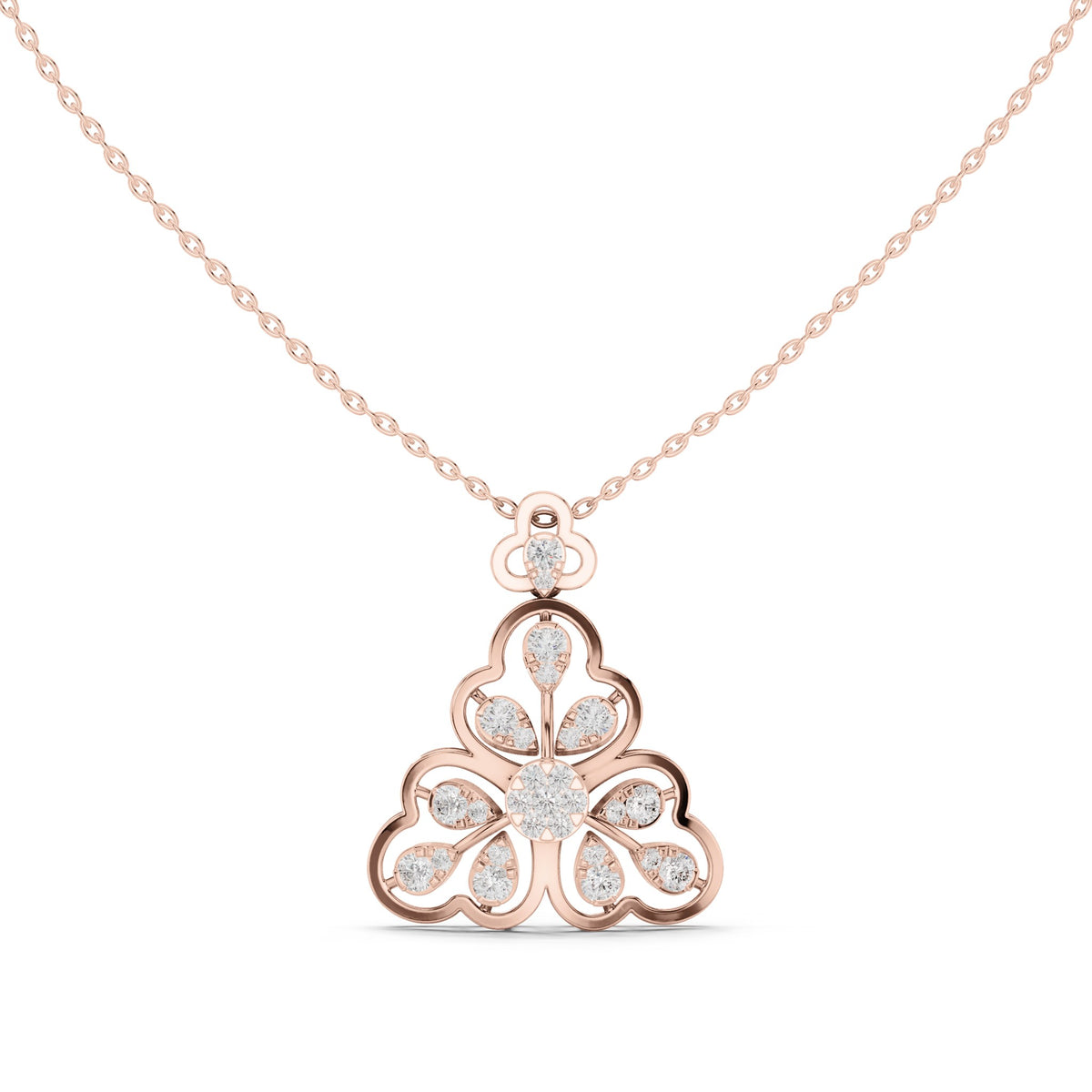 Round lab-grown diamond trefoil pendant in rose gold, 0.863 CT TW, view 4