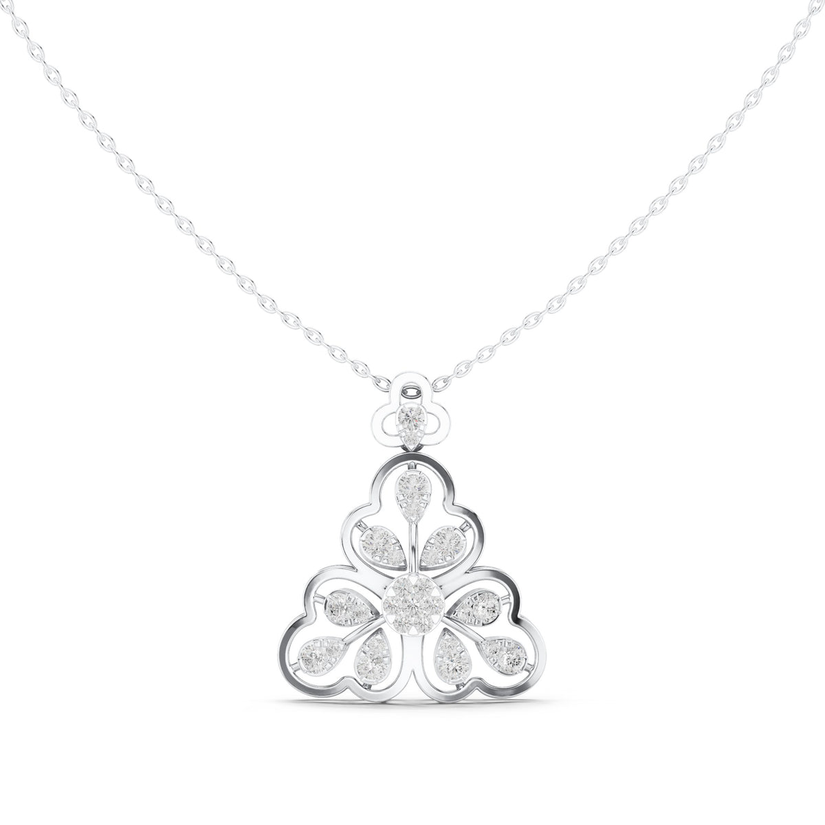 Round lab-grown diamond trefoil pendant in white gold, 0.863 CT TW, view 4