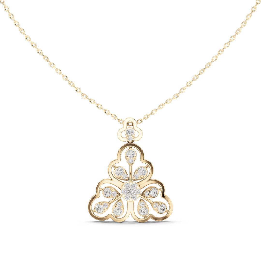 Round lab-grown diamond trefoil pendant in yellow gold, 0.863 CT TW, view 4