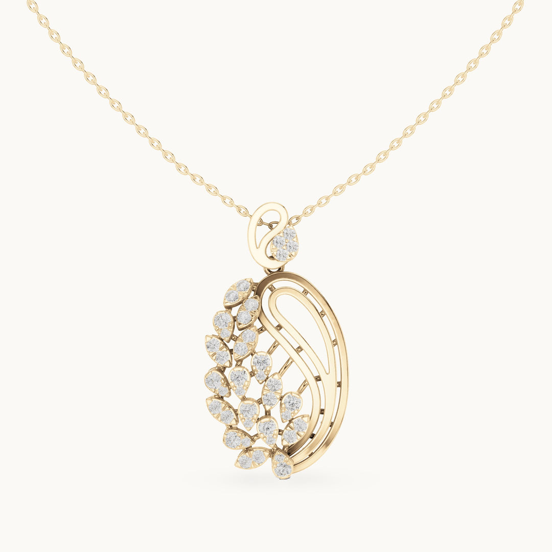 Round lab-grown diamond filigree oval pendant in yellow gold, 1.055 CT TW, view 4