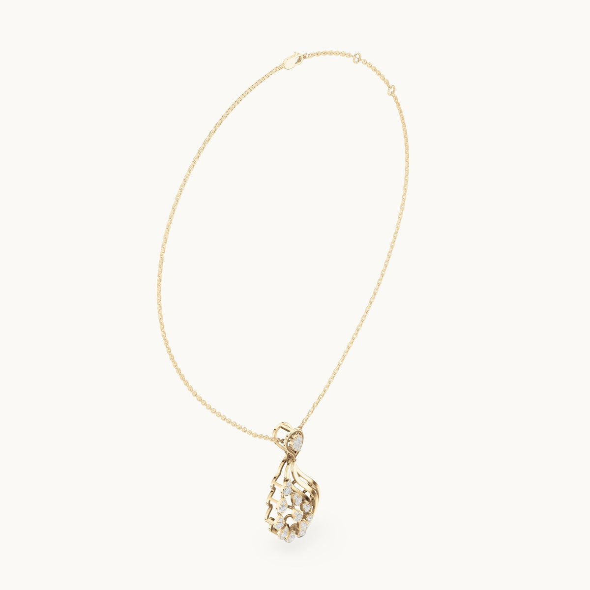Round lab-grown diamond paisley cluster pendant in yellow gold, 0.689 CT TW, view 1