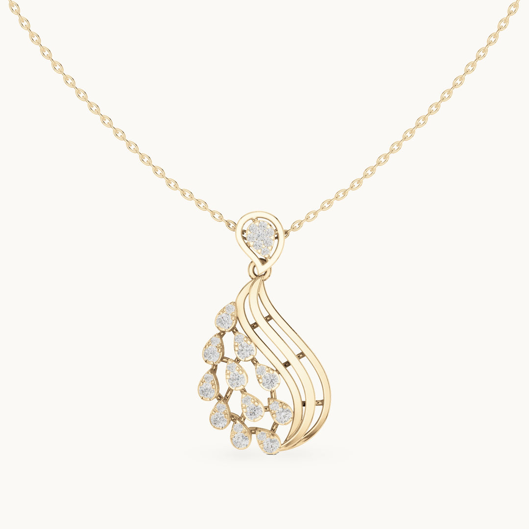 Round lab-grown diamond paisley cluster pendant in yellow gold, 0.689 CT TW, view 4