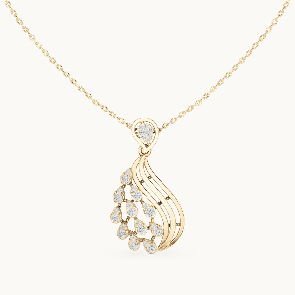 Round lab-grown diamond paisley cluster pendant in yellow gold, 0.689 CT TW, view 4