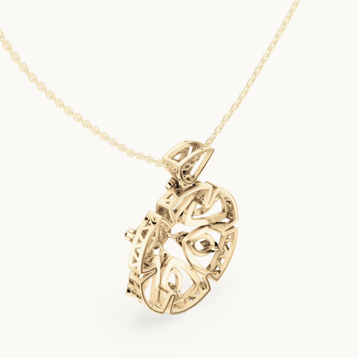 Round lab-grown diamond filigree rosette pendant in yellow gold, 0.791 CT TW, view 2