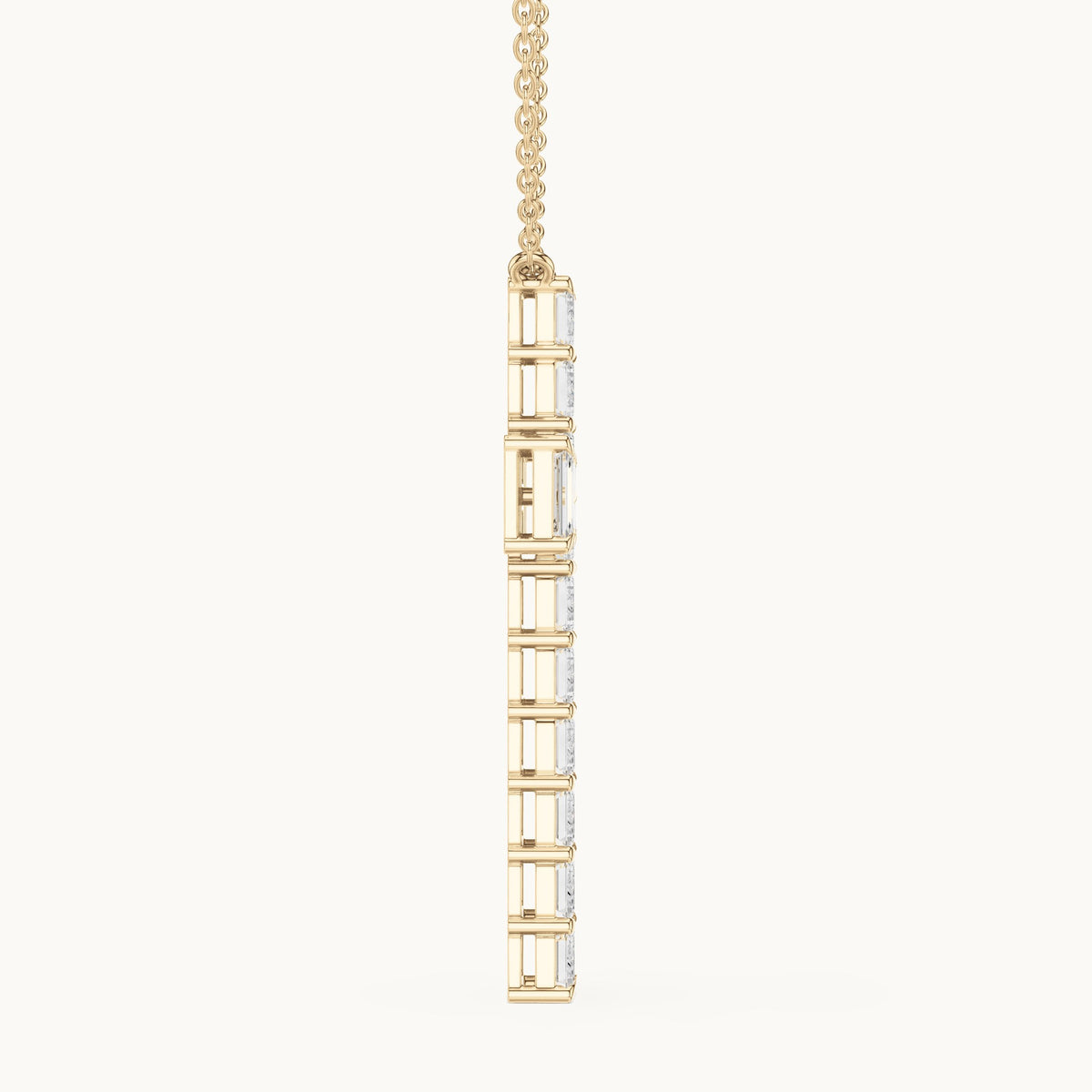 Emerald-cut lab-grown diamond cross pendant in yellow gold, 7.00 CT TW, view 3