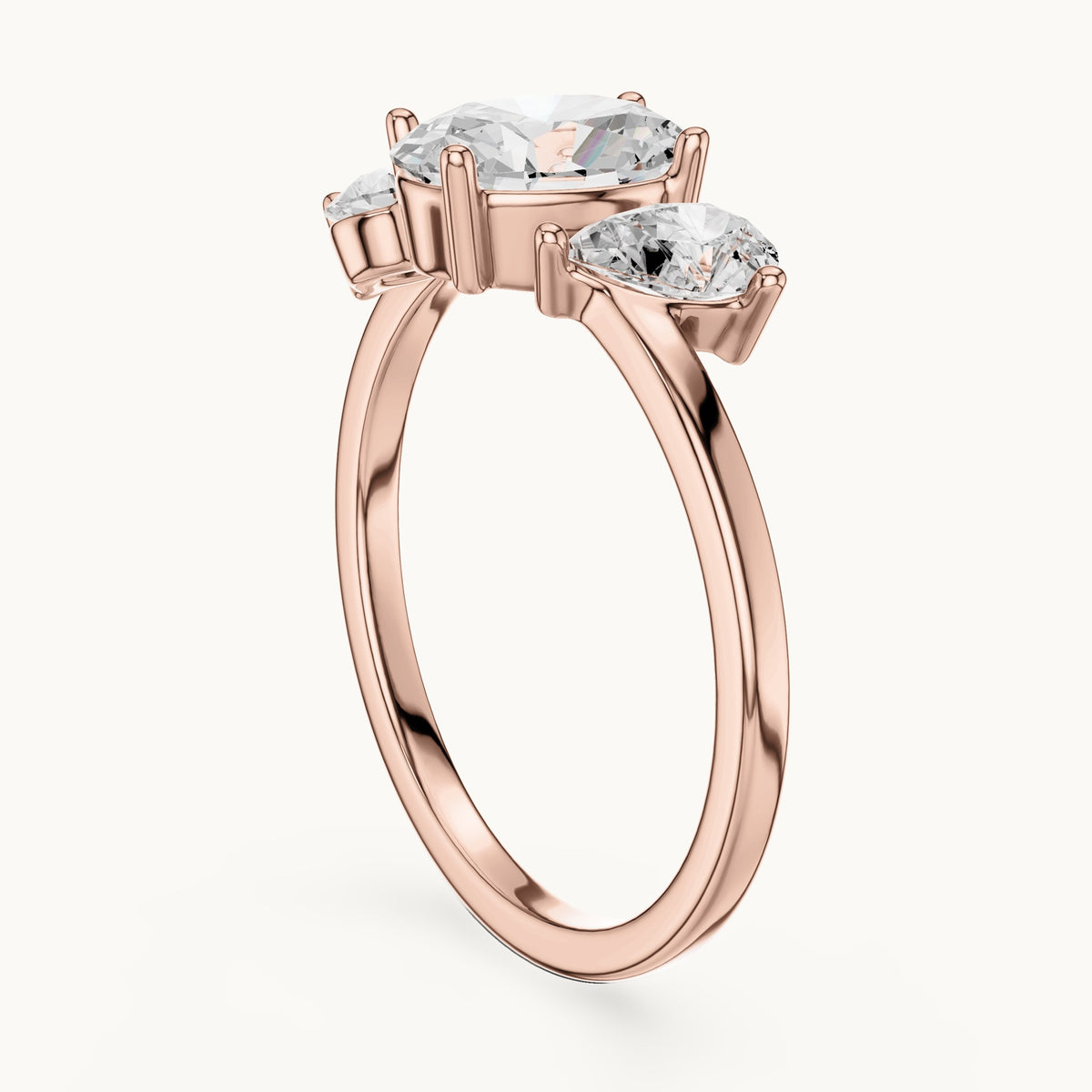 Oval and pear lab-grown diamond cluster engagement ring in rose gold, 1.54 CT TW, view 1