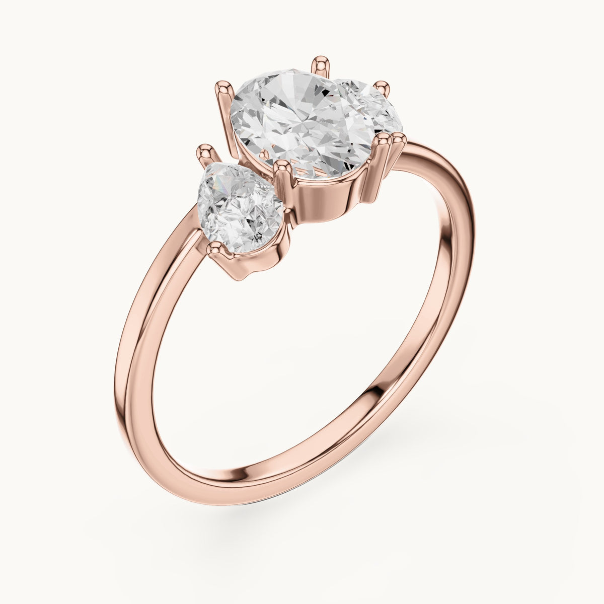 Oval and pear lab-grown diamond cluster engagement ring in rose gold, 1.54 CT TW, view 2