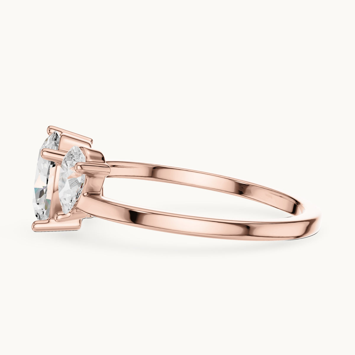 Oval and pear lab-grown diamond cluster engagement ring in rose gold, 1.54 CT TW, view 3