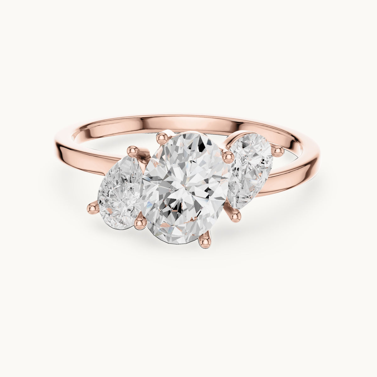 Oval and pear lab-grown diamond cluster engagement ring in rose gold, 1.54 CT TW, view 4