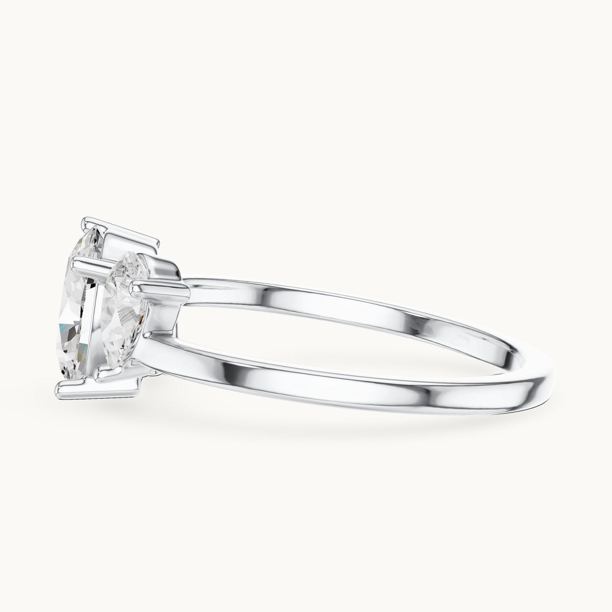 Oval and pear lab-grown diamond cluster engagement ring in white gold, 1.54 CT TW, view 3