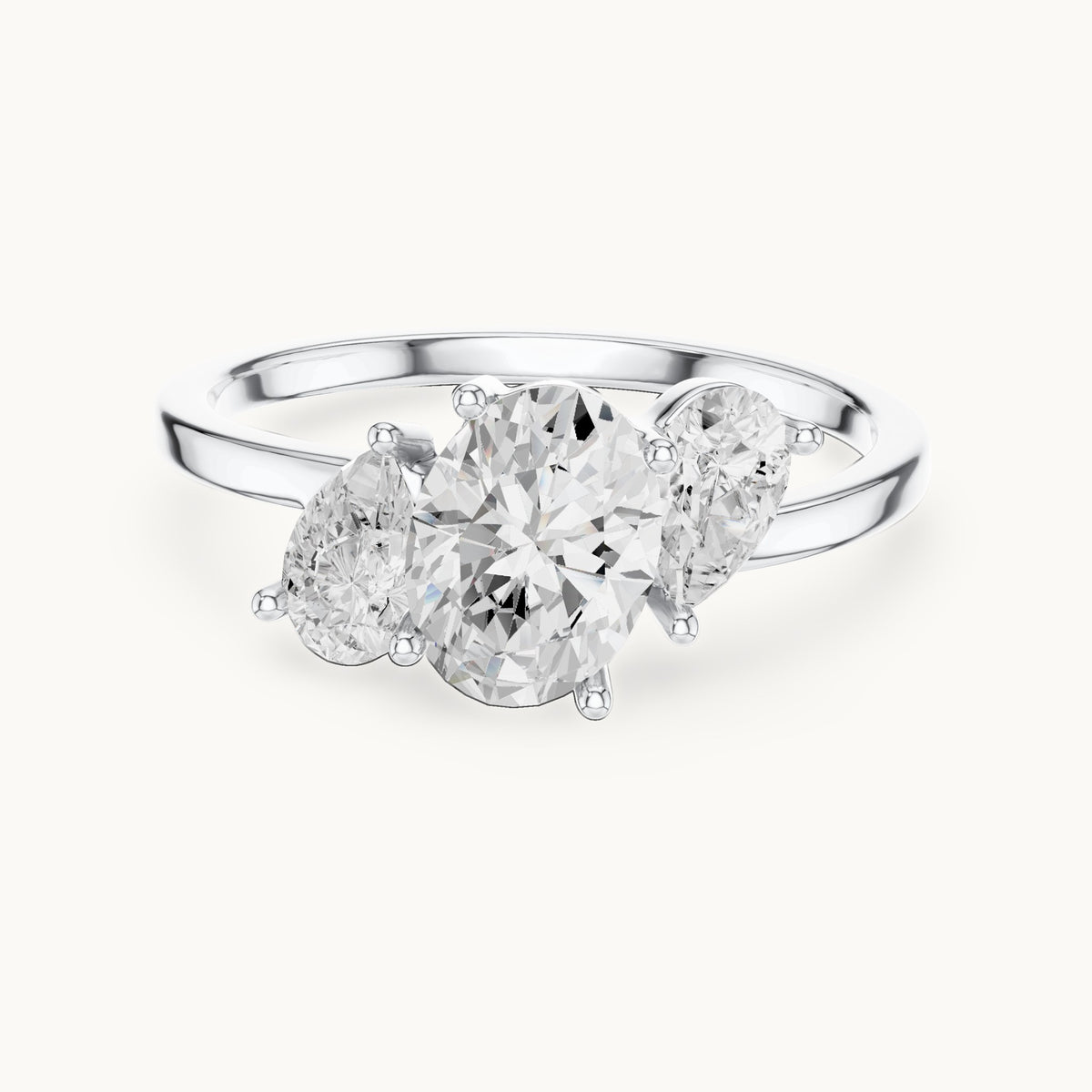 Oval and pear lab-grown diamond cluster engagement ring in white gold, 1.54 CT TW, view 4