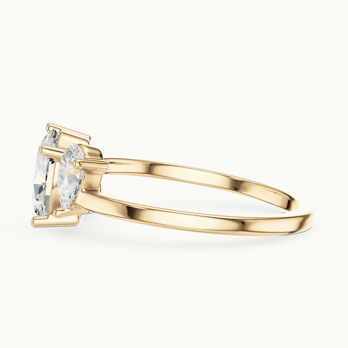 Oval and pear lab-grown diamond cluster engagement ring in yellow gold, 1.54 CT TW, view 3