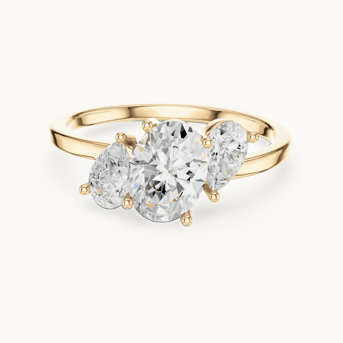Oval and pear lab-grown diamond cluster engagement ring in yellow gold, 1.54 CT TW, view 4