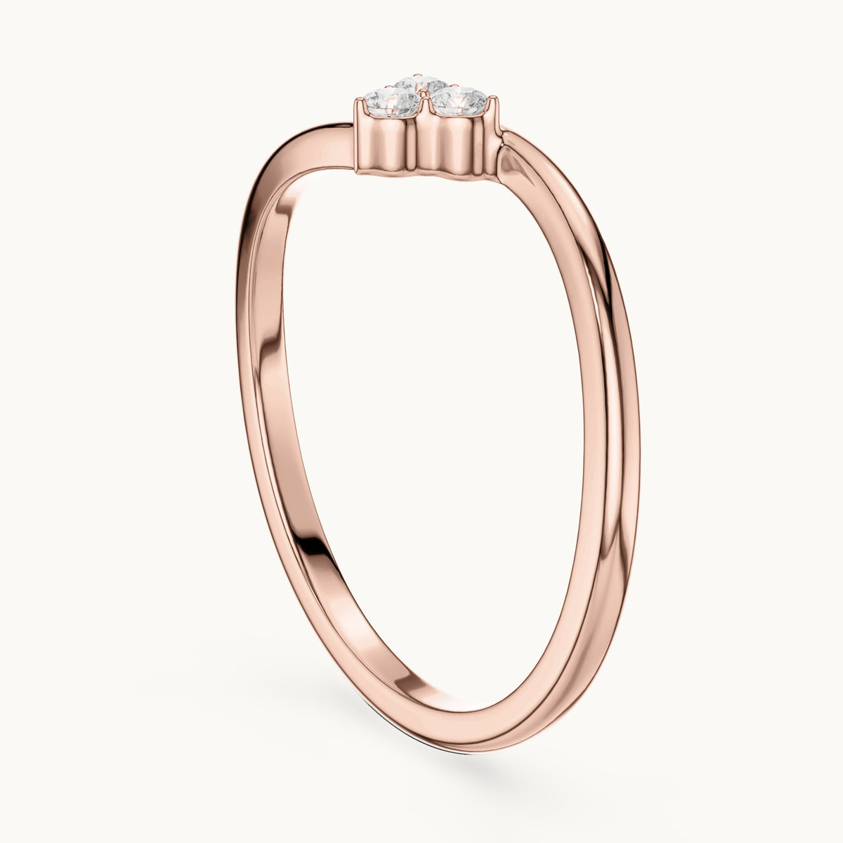 Round lab-grown diamond three-stone cluster bypass ring in rose gold, 0.090 CT TW, view 1