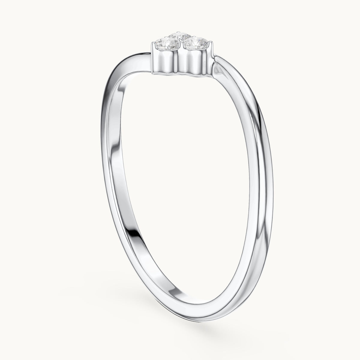 Round lab-grown diamond three-stone cluster bypass ring in white gold, 0.090 CT TW, view 1