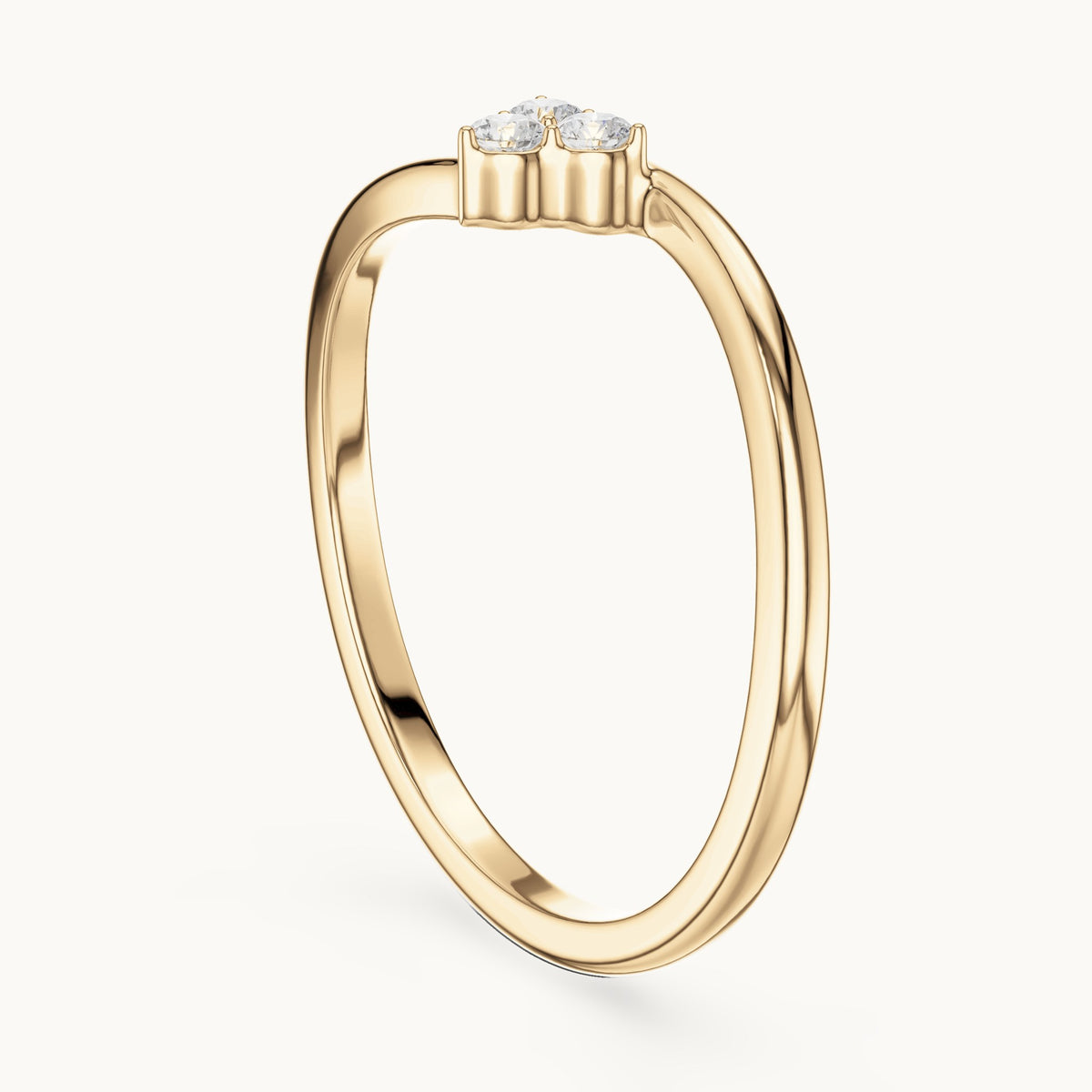 Round lab-grown diamond three-stone cluster bypass ring in yellow gold, 0.090 CT TW, view 1