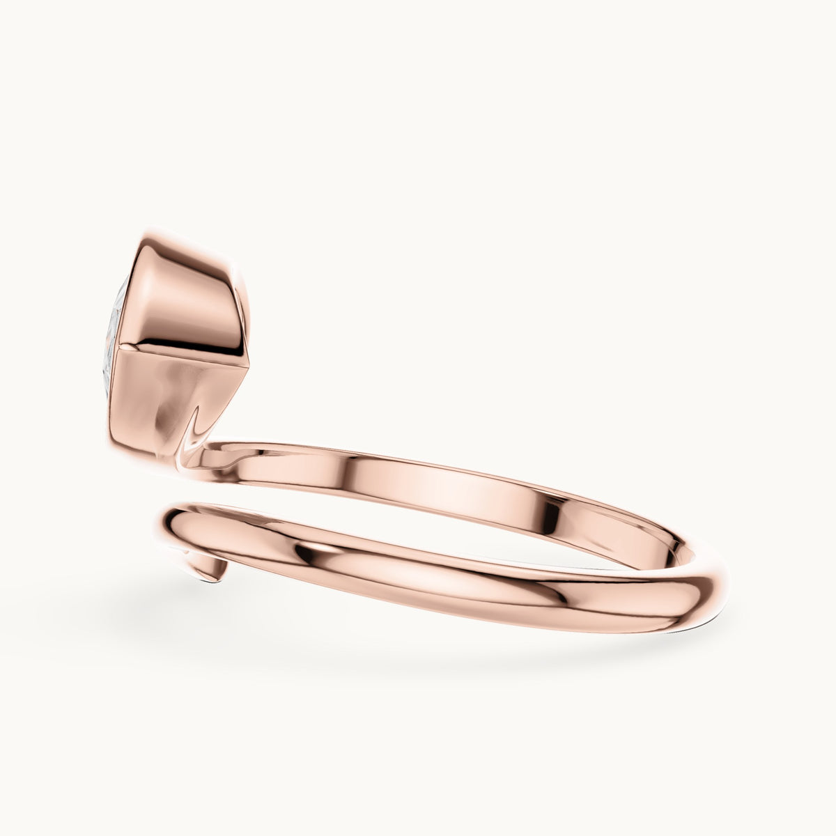 Pear lab-grown diamond bezel bypass solitaire engagement ring in rose gold, 1.22 CT TW, view 3