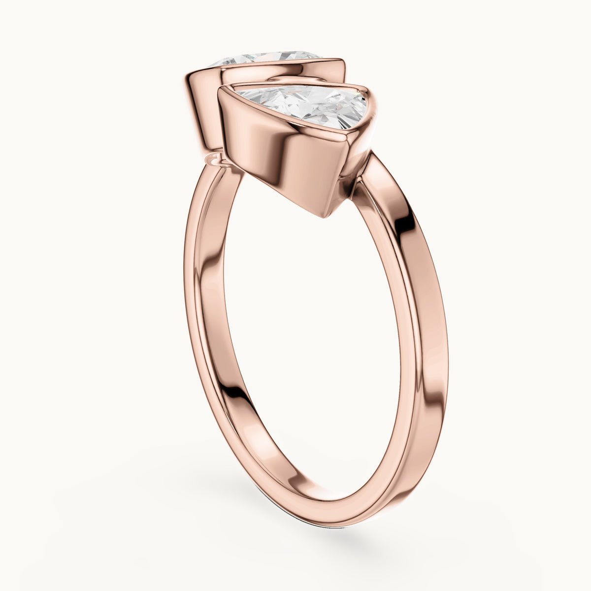Cushion-cut and trillion lab-grown diamond toi et moi engagement ring in rose gold, 1.95 CT TW, view 1