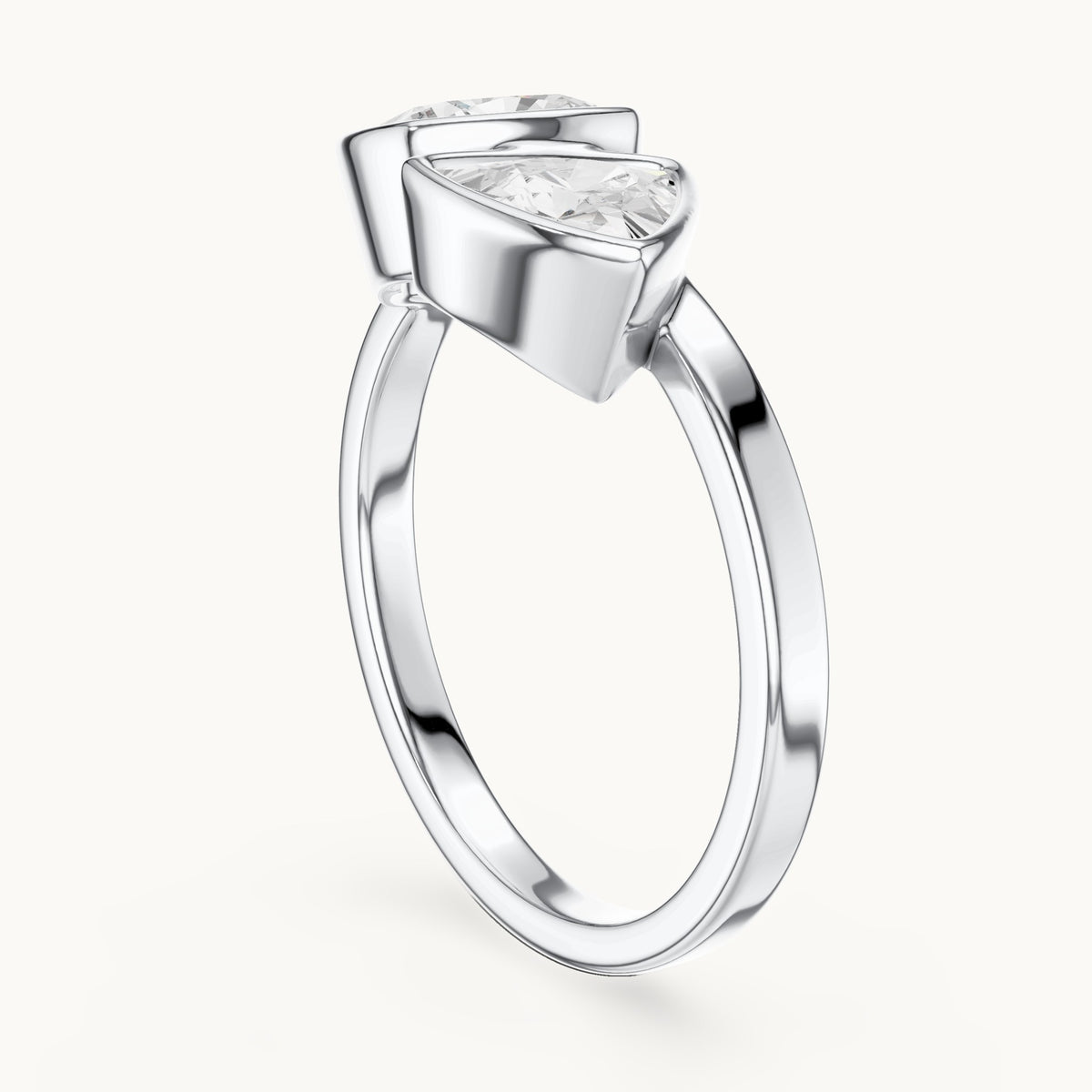 Cushion-cut and trillion lab-grown diamond toi et moi engagement ring in white gold, 1.95 CT TW, view 1