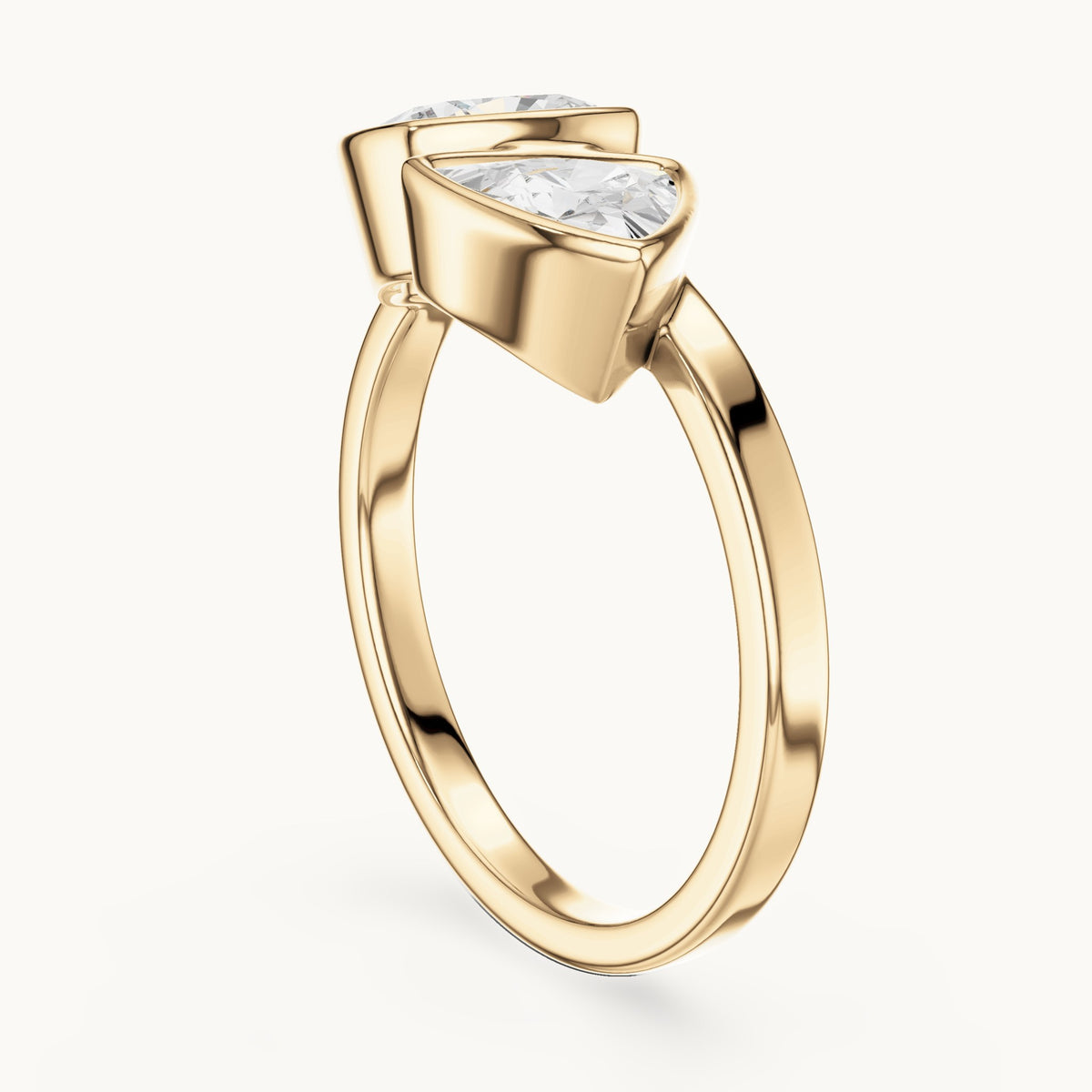 Cushion-cut and trillion lab-grown diamond toi et moi engagement ring in yellow gold, 1.95 CT TW, view 1