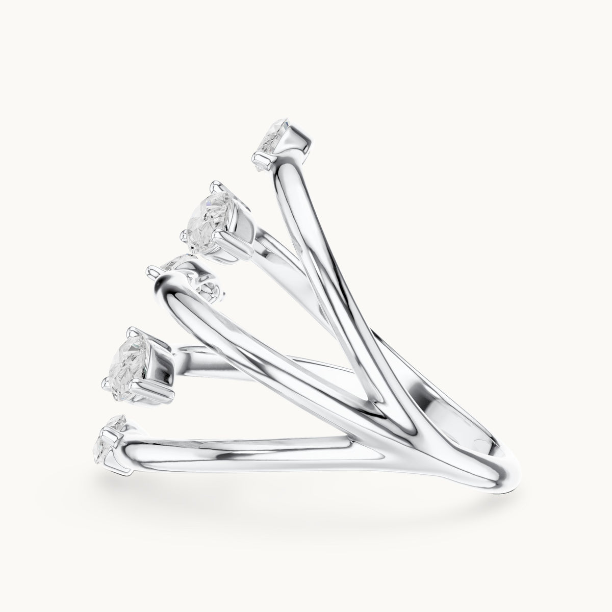 Marquise and pear lab-grown diamond open wrap ring with marquise and pear tips in white gold, 1.18 CT TW, view 3