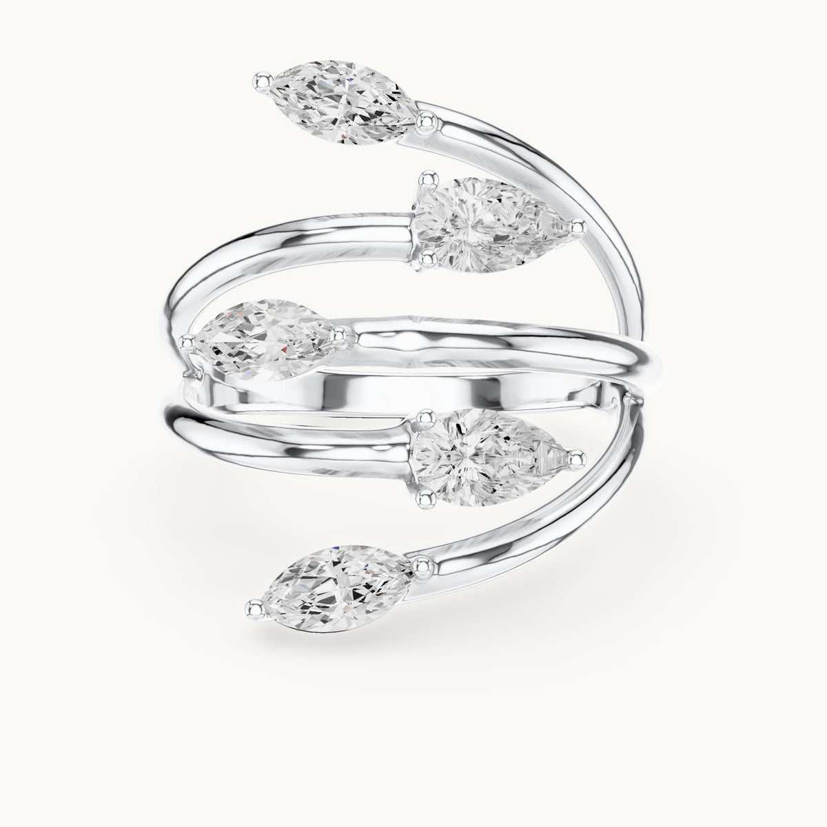 Marquise and pear lab-grown diamond open wrap ring with marquise and pear tips in white gold, 1.18 CT TW, view 4