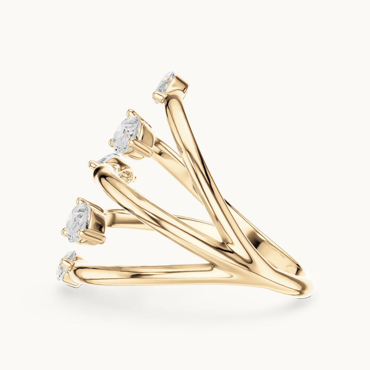 Marquise and pear lab-grown diamond open wrap ring with marquise and pear tips in yellow gold, 1.18 CT TW, view 3