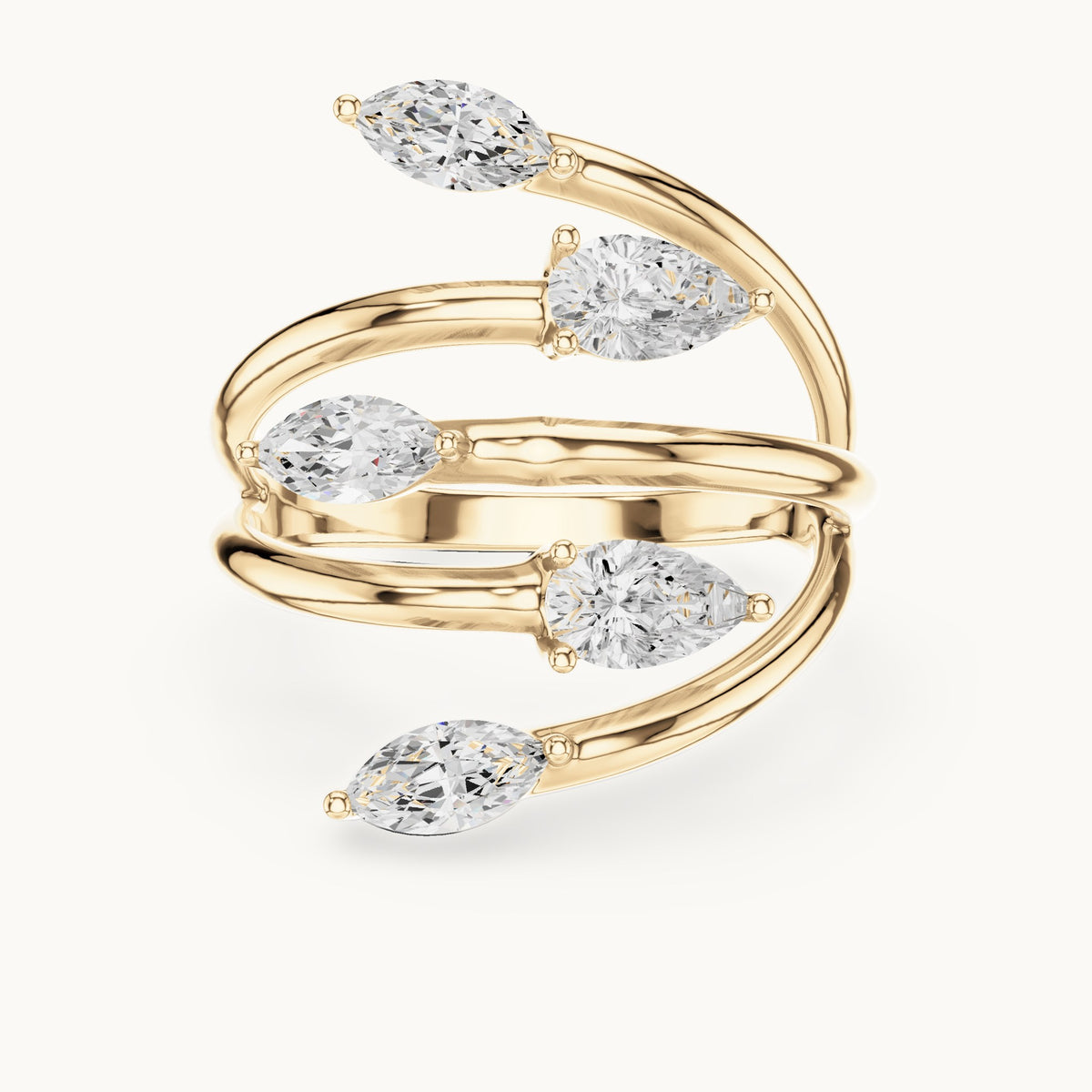 Marquise and pear lab-grown diamond open wrap ring with marquise and pear tips in yellow gold, 1.18 CT TW, view 4