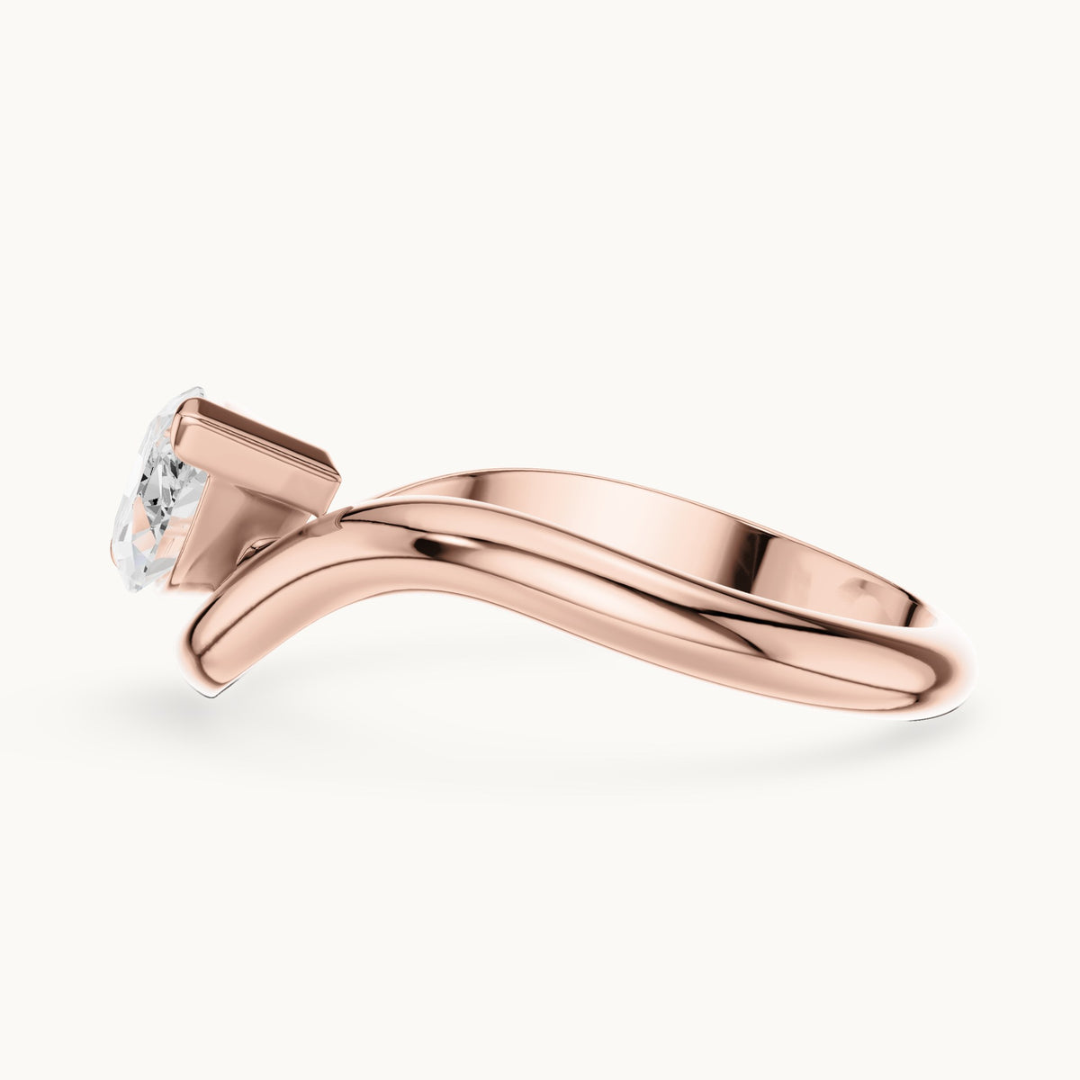 Marquise lab-grown diamond bypass solitaire engagement ring in rose gold, 0.87 CT TW, view 3