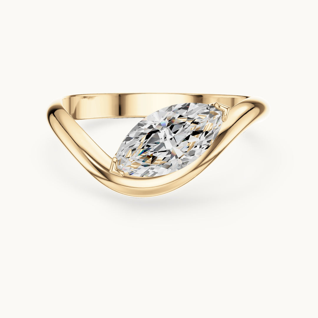 Marquise lab-grown diamond bypass solitaire engagement ring in yellow gold, 0.87 CT TW, view 4