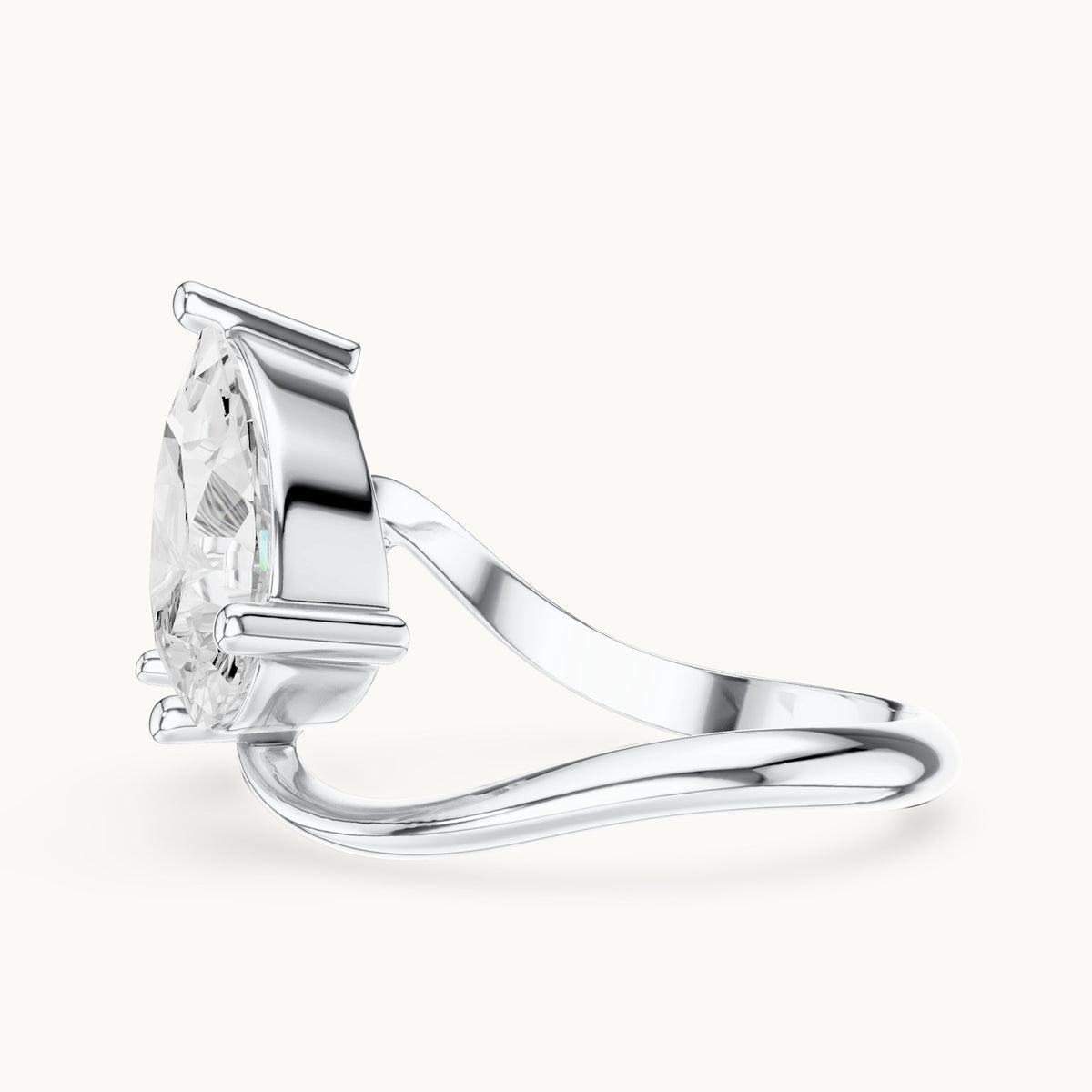 Pear and round lab-grown diamond toi et moi engagement ring in white gold, 2.90 CT TW, view 3