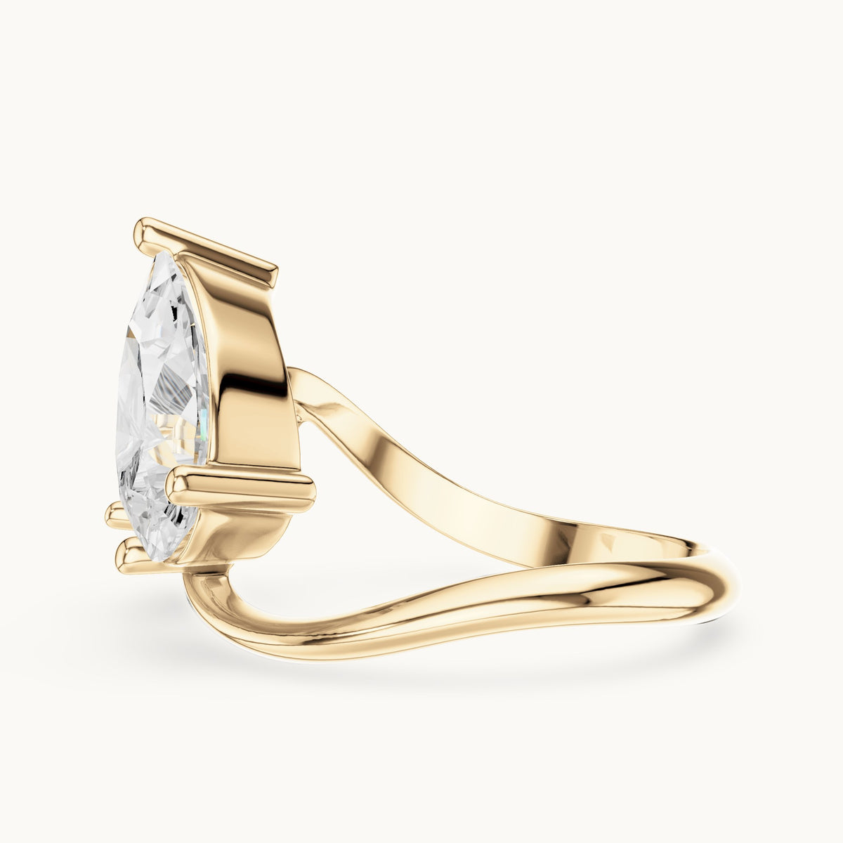 Pear and round lab-grown diamond toi et moi engagement ring in yellow gold, 2.90 CT TW, view 3