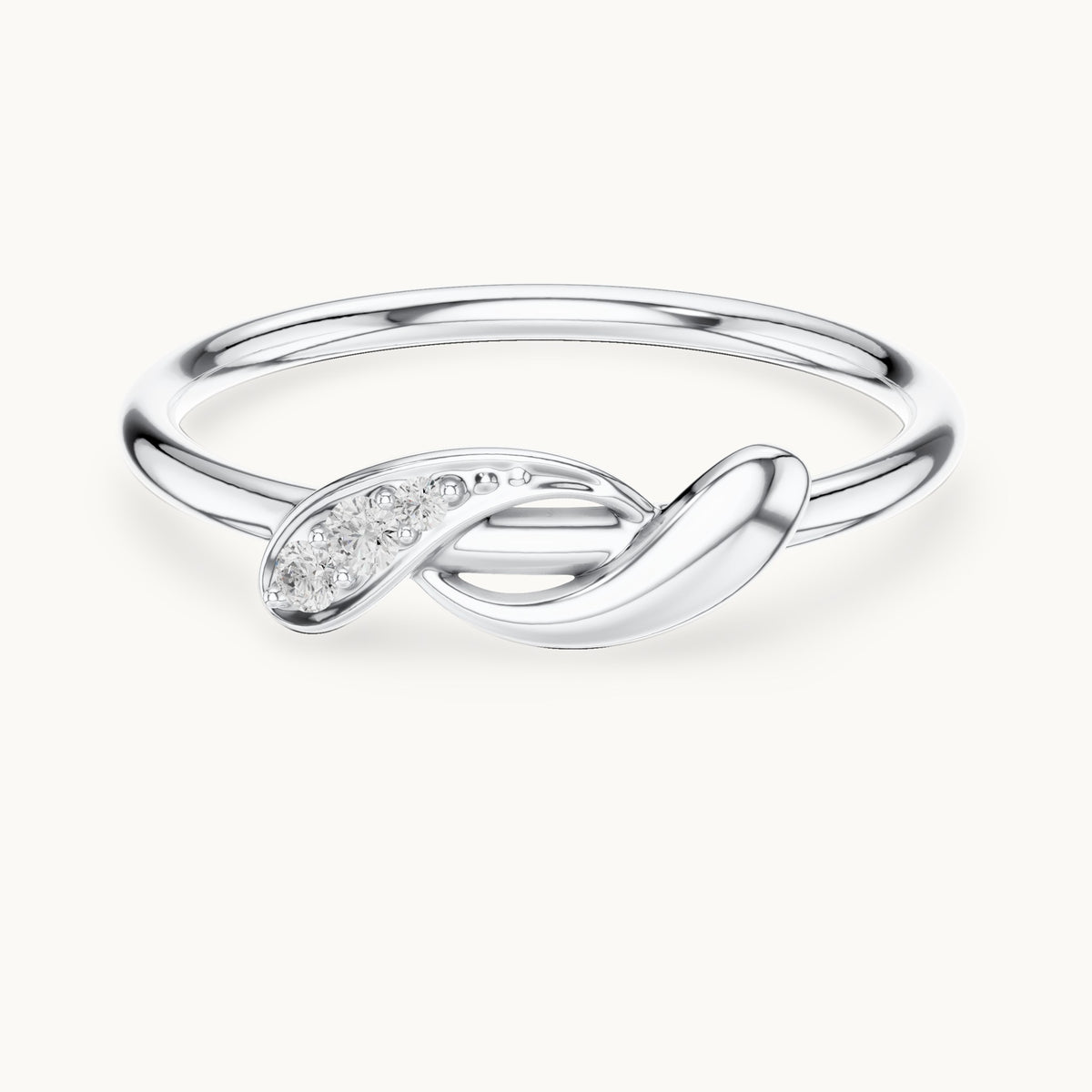 Round lab-grown diamond twisted knot ring in white gold, 0.039 CT TW, view 4
